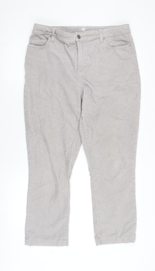 Mens UK Size UK 18 Lands' End Regular Fit Straight Grey Trousers
