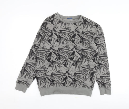 Additional front view of Pepperts Teens Grey Geometric Pullover Sweatshirt, size 12