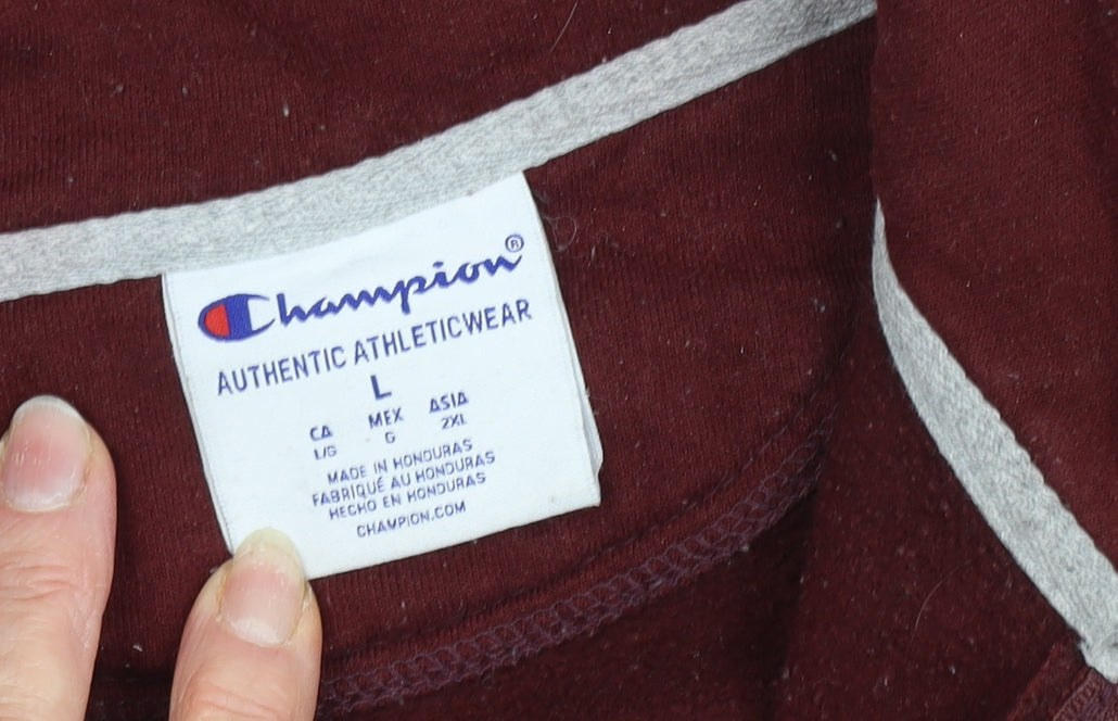 Mens UK Size L Champion Red 1/4 Zip Sweatshirt