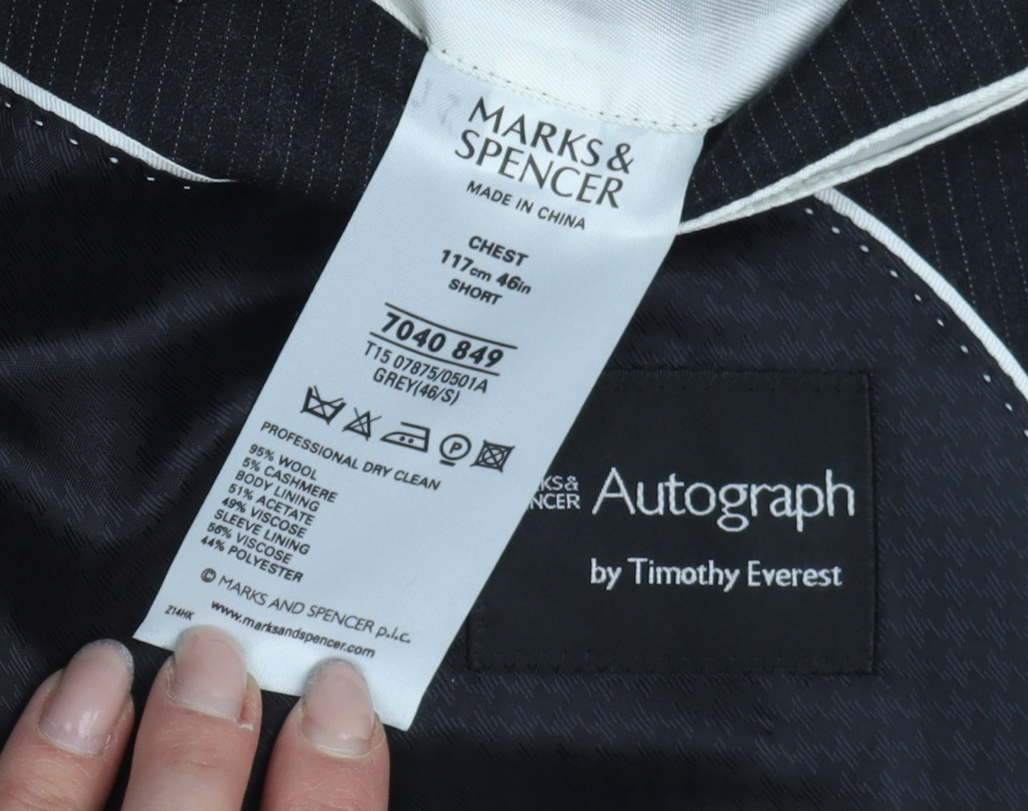 Mens UK Size 46 Marks and Spencer Regular Grey Suit Jacket