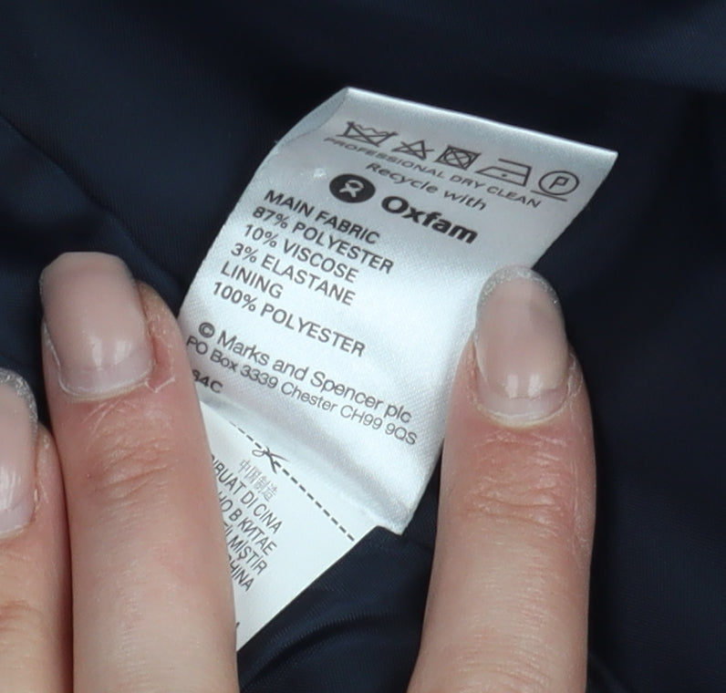 Womens UK Size 14 Marks and Spencer Black Overcoat