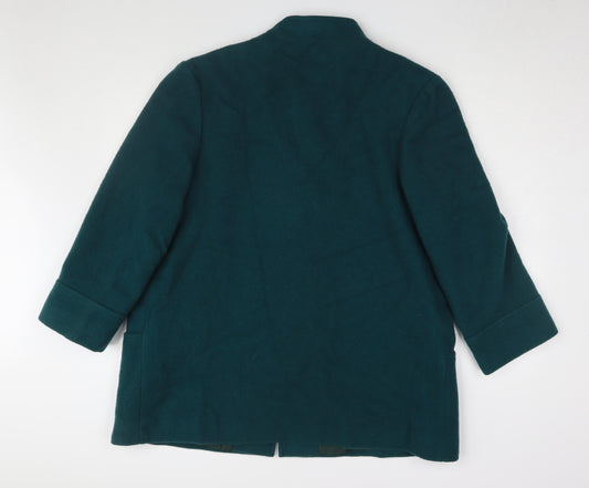 Damart Green Wool Women's Mid-Length Overcoat Size 18