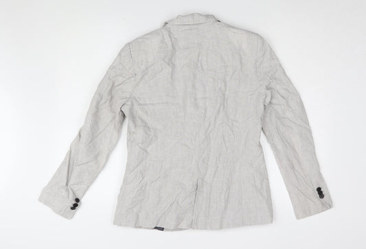 Zara Women's Grey Linen Blazer Size 14 Regular