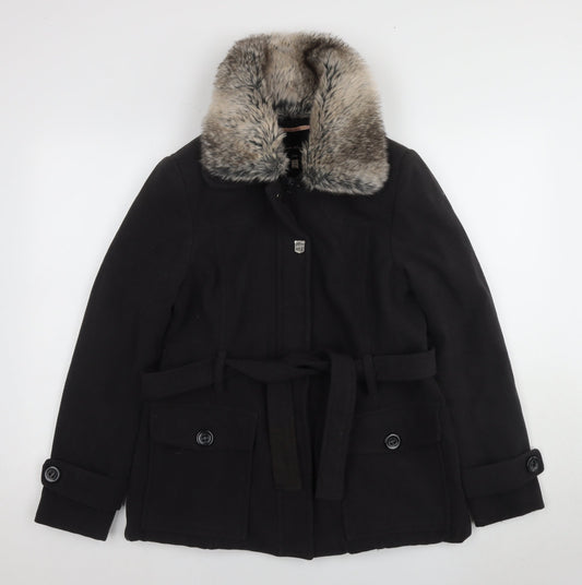 Womens UK Size L Brave Soul Black Overcoat
