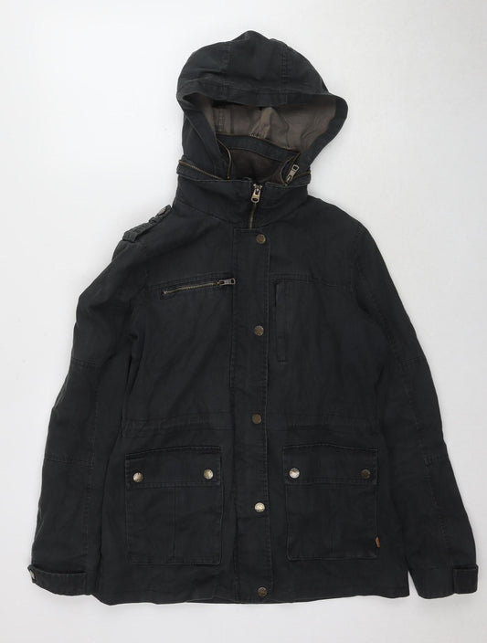 Womens UK Size 10 FatFace Black Parka Coat