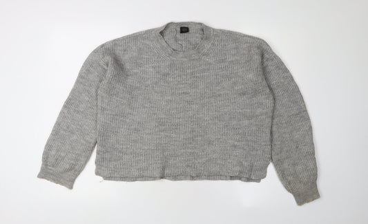 Women's Grey Chunky-Knit Pullover Jumper - S