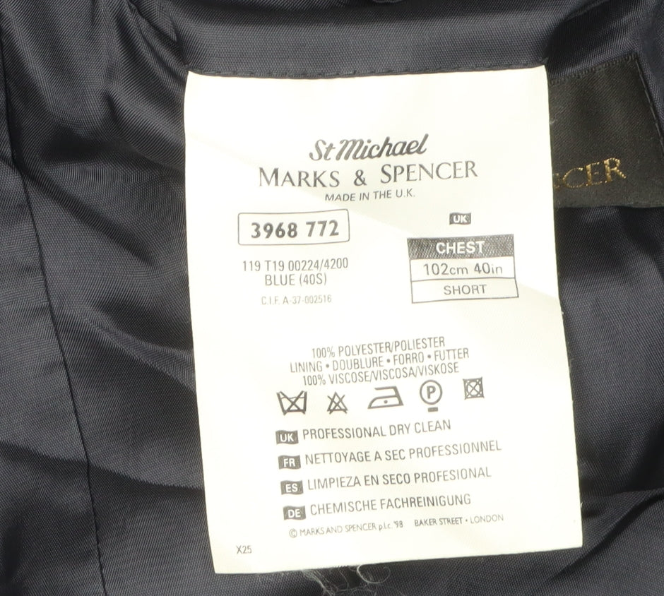 Mens UK Size 40 Marks and Spencer Regular Blue Suit Jacket
