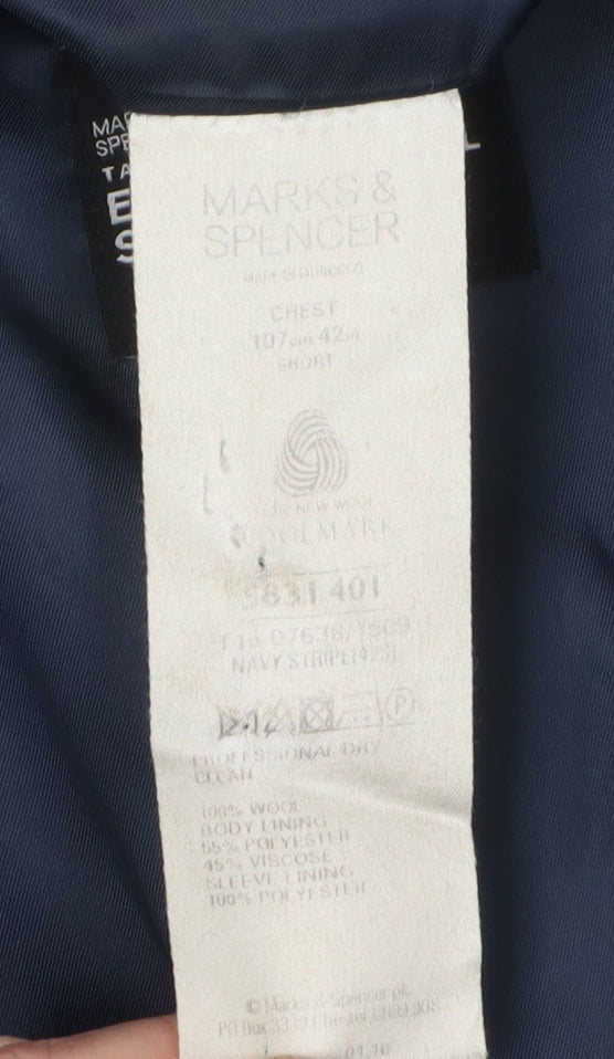 Mens UK Size 42 Marks and Spencer Regular Navy Suit Jacket