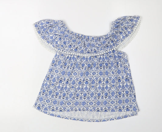 Miss Selfridge Women's Blue Floral Blouse Size 6