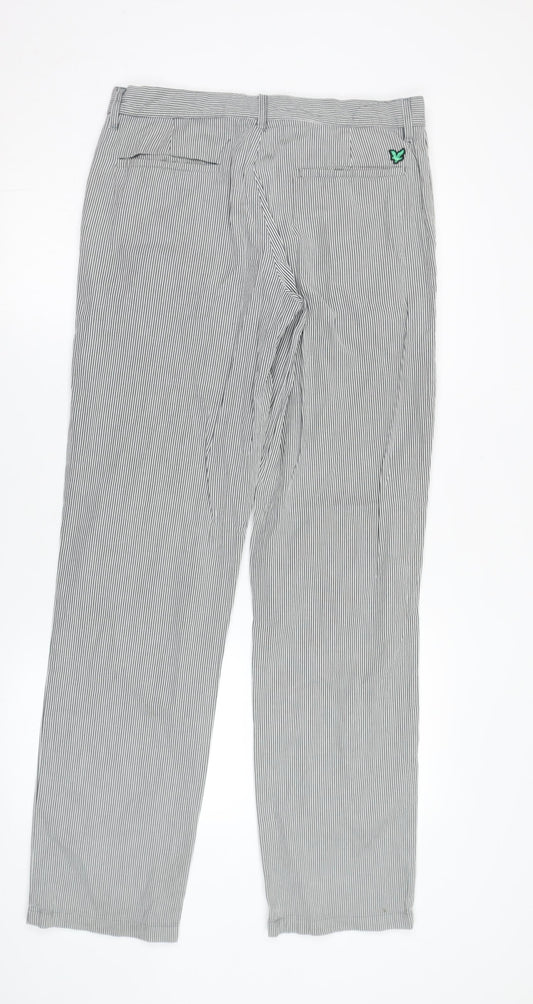 Lyle & Scott Men's Black Striped Chino Trousers Size 32