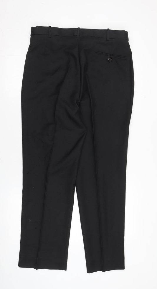 Woodville Men's Black Regular Fit Dress Pants