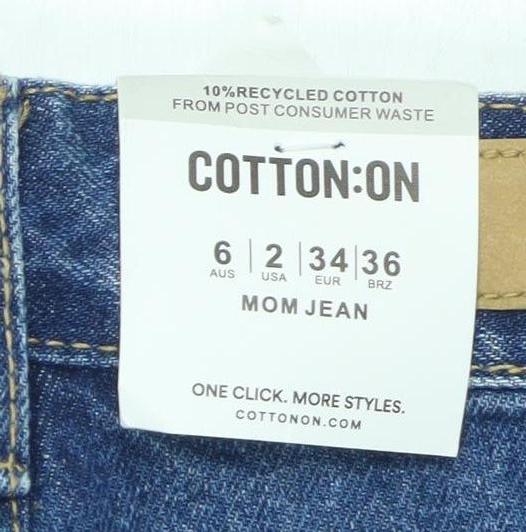Cotton On Women's Blue Mom Jeans Size 8 New
