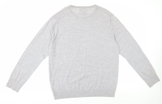 Linea Men's Grey XL Crew Neck Wool Pullover Jumper