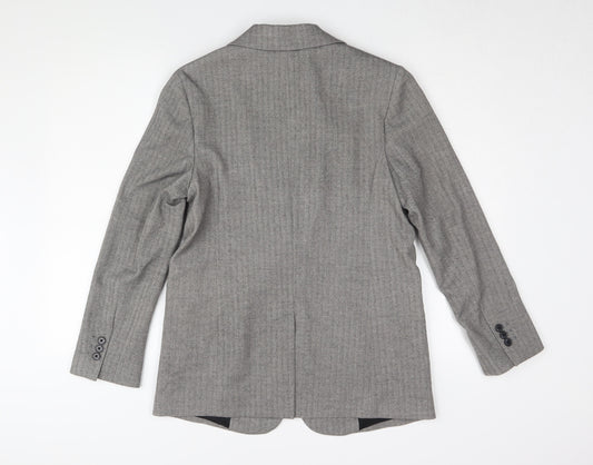 Marks and Spencer Women's Grey Herringbone Blazer - Size 8