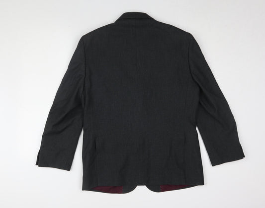 Mens UK Size 38 Charlton Gray Regular Black Suit Jacket