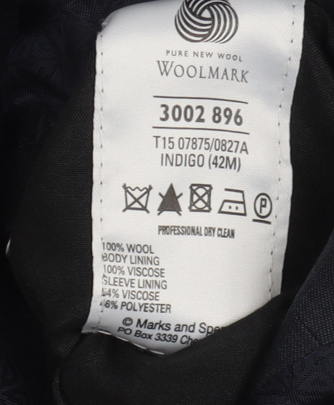Mens UK Size 42 Marks and Spencer Regular Blue Suit Jacket