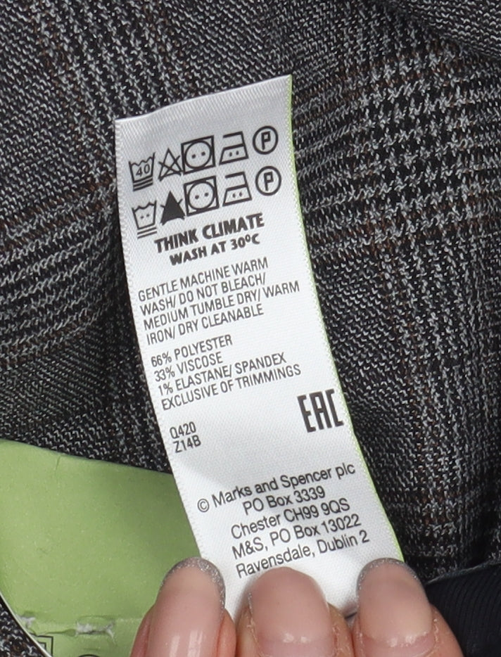 Marks and Spencer Men's Grey Slim Fit Check Trousers