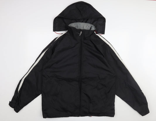 Additional front view of B&C Collection Black unisex rain jacket l