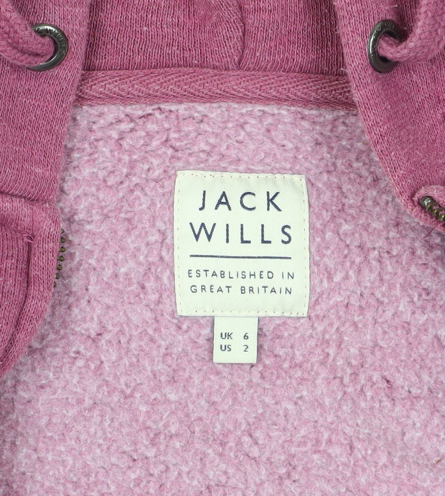 Womens UK Size 6 Jack Wills Pink Full Zip Hoodie
