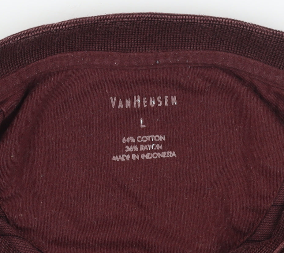 Van Heusen Men's Red Check Polo Size L