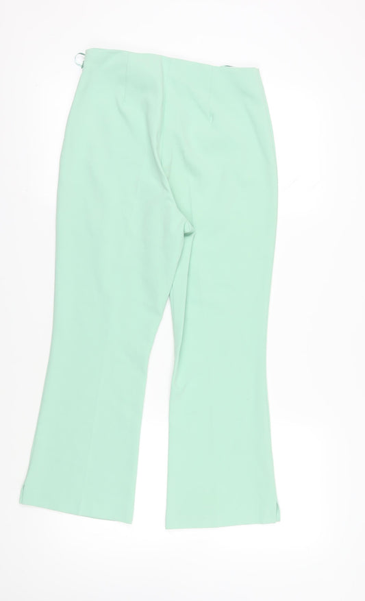 Womens UK Size 10 Miss Selfridge Regular Fit Flared Green Trousers