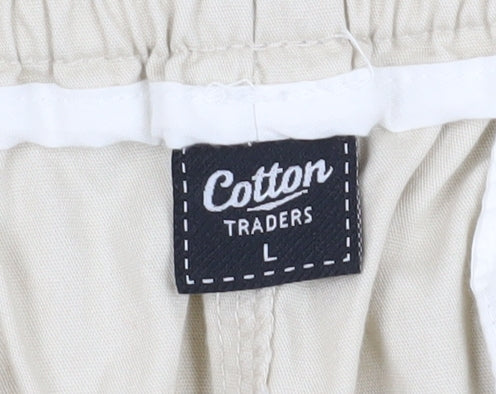 Unisex Adultss UK Size L Cotton Traders Relaxed Fit Cargo Beige Trousers