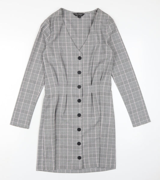Additional front view of Miss Selfridge Grey Check Pencil Dress 6