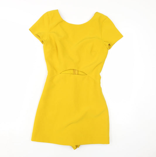 Womens UK Size XS Zara One-Piece Yellow Romper