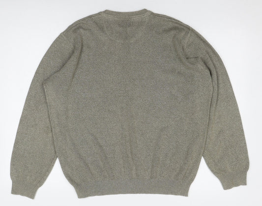 Thomas Nash Men's Green V-Neck Cotton Pullover - M