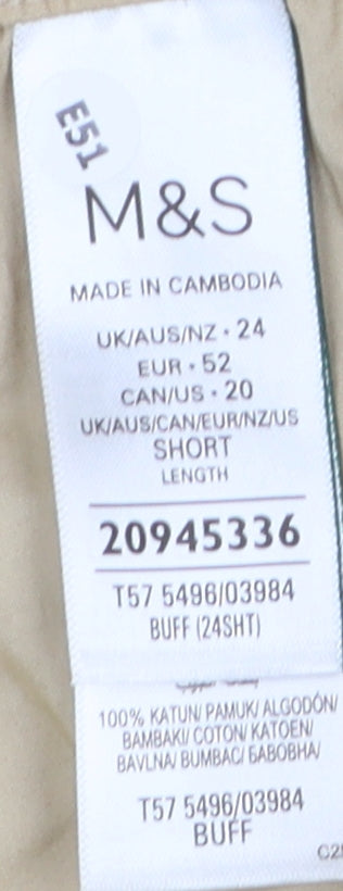 Womens UK Size 24 Marks and Spencer Cropped Beige Trousers