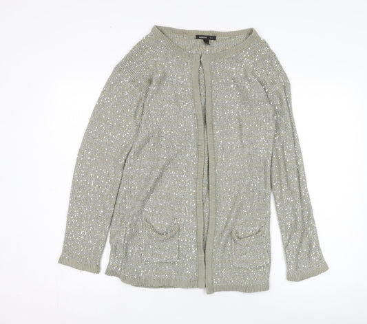 Womens UK Size 14 Mango Silver Cardigan Jumper