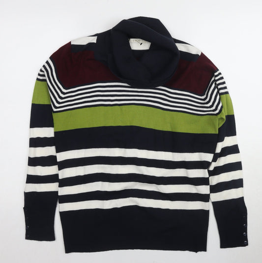 EWM Women's Multicoloured M Striped Pullover Jumper