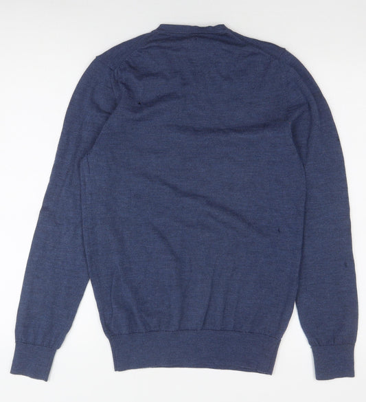 Charles Tyrwhitt Men's Blue Wool V-Neck Jumper S