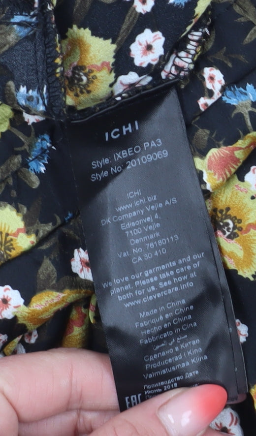 Womens UK Size L ICHI Regular Fit Cropped Multicoloured Trousers