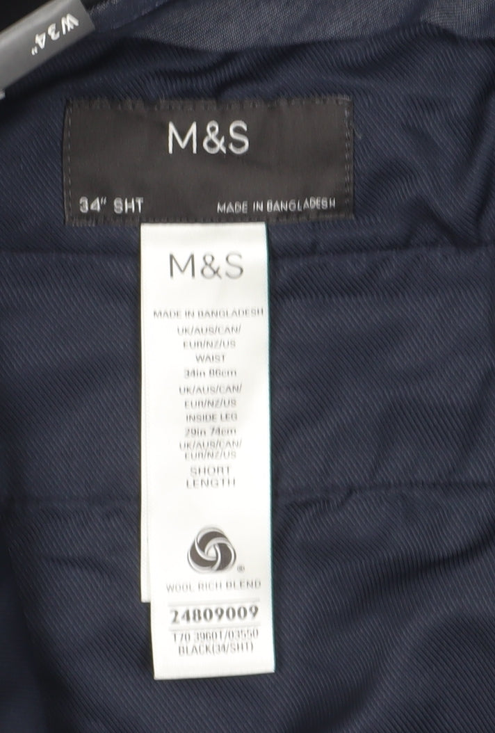 Marks and Spencer Men's Black Wool Blend Dress Pants