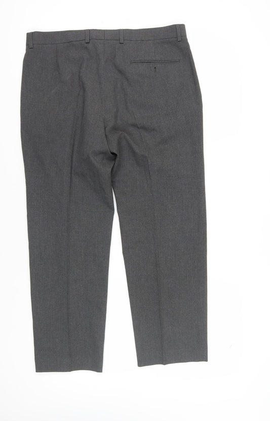 Marks and Spencer Men's Grey Dress Pants, L, Straight