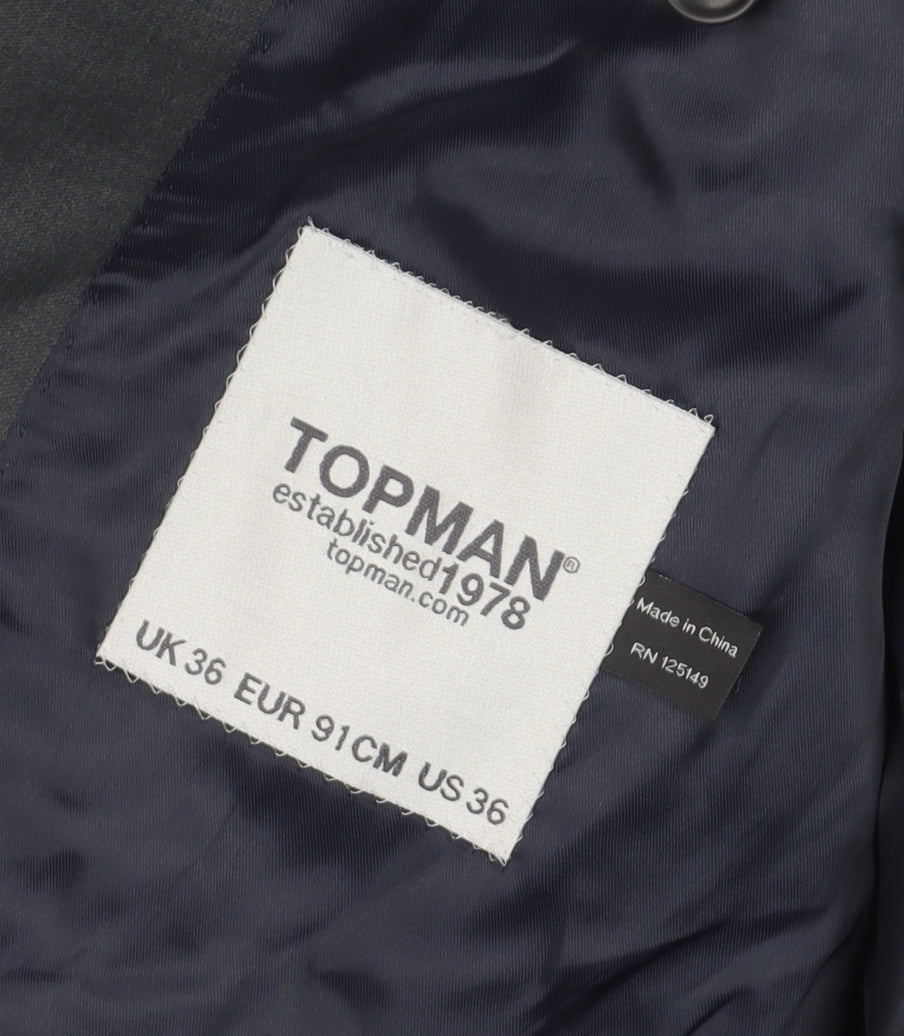 Mens UK Size 36 Topman Regular Black Suit Jacket