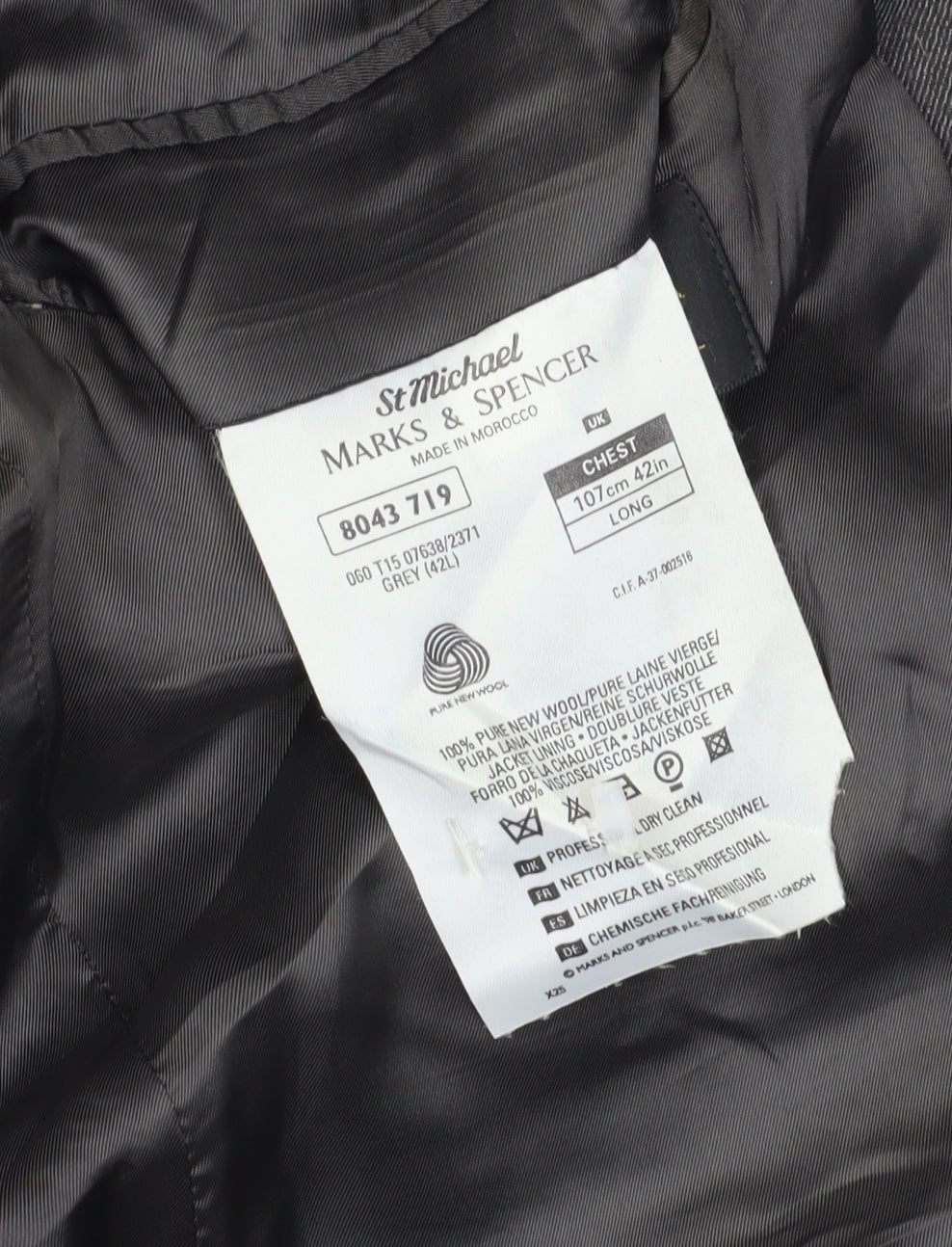 Mens UK Size 42 Marks and Spencer Regular Grey Suit Jacket