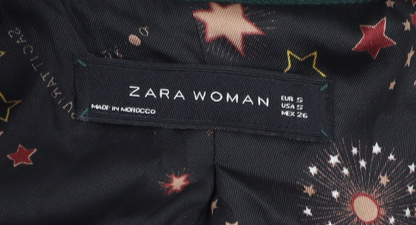 Zara Women's Green Blazer, Regular Fit, 3, Business