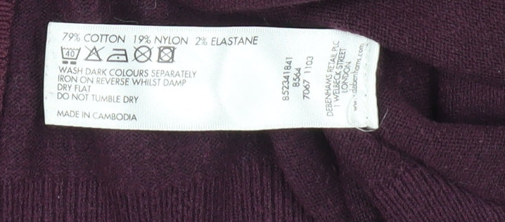 Womens UK Size 12 Red Herring Purple Basic Button-Up