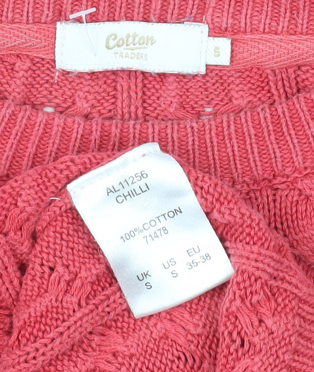 Cotton Traders Women’s Pink Cable-Knit Pullover