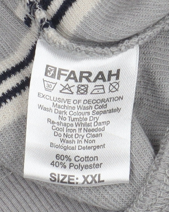 Farah Men's Grey 2XL Pullover Striped Jumper
