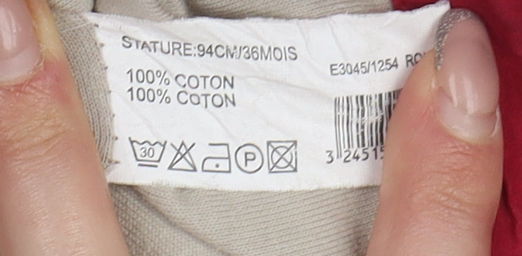Brand and care label for Bout'chou boys’ red hooded jacket 3 years - spring casual