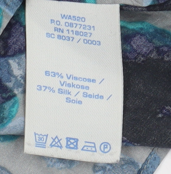 Boden Women's Blue Floral 3/4 Sleeve Blouse, Size 8