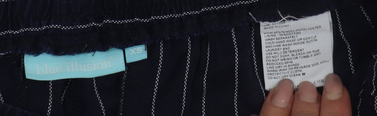 Blue Illusion Women's XS Blue Striped Wide-Leg Trousers