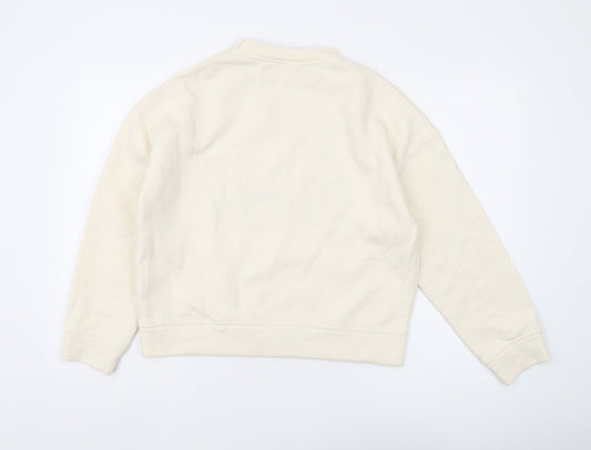 H&M Women’s Ivory XS Pullover Sweatshirt Button Accents