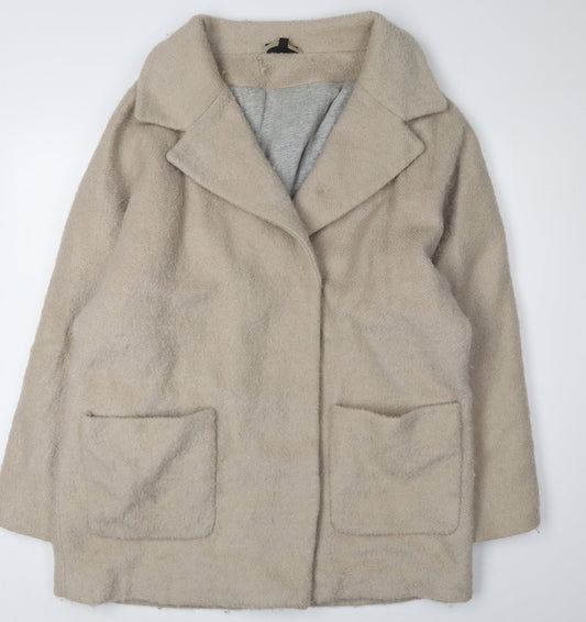 Topshop Beige Women's Coat Size 14 with Button Closure