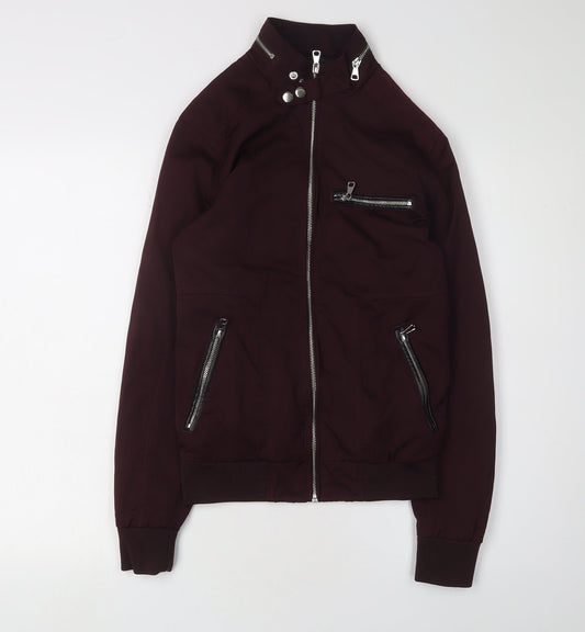 Womens UK Size 2XS River Island Brown Motorcycle Jacket