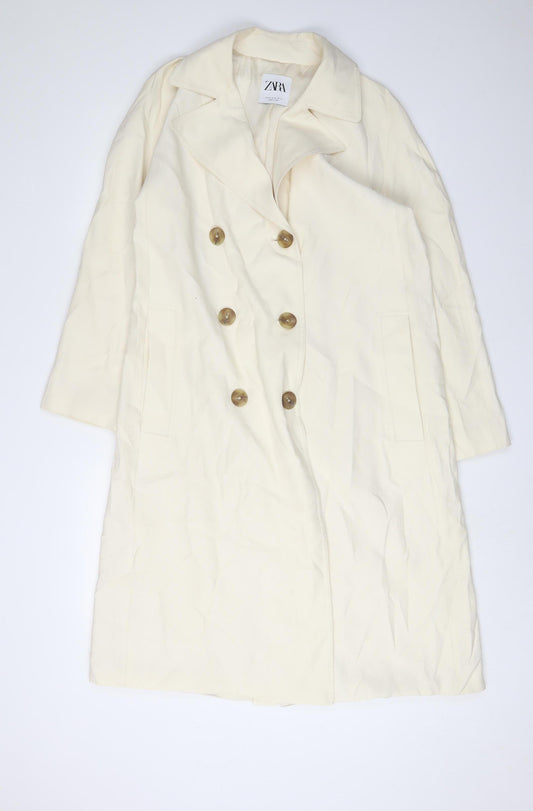 Womens UK Size 6 Zara Ivory Trench Coat