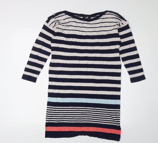 Additional front view of Wallis Women's Blue Striped Knee Length Shift Dress